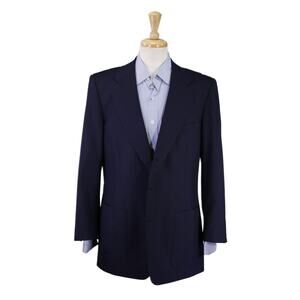 Steven Liao Bespoke Navy Blue Blazer 2-Btn Patch Pocket Jacket Wool 40R